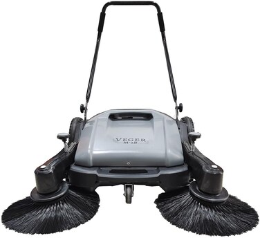 Veger Hand Push Floor Manual Sweeper Cleaning Machine Sweeping Width 980mm, 55L Dust Container (M-2B)
