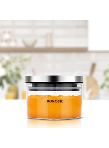 Glass Storage Jar With Lid Clear/silver 300ml