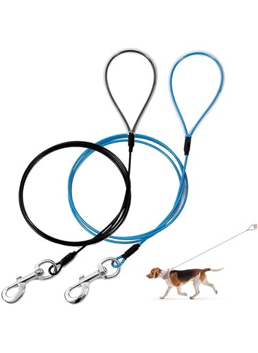 Mi Metty 2 Pack Dog Leash 6FT Chew Proof Metal Leash for Medium Large Dogs-Anti Chew Dog Leashs for Teething Puppie