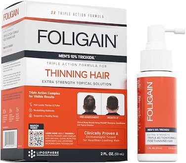Foligain Men's Triple Action Shampoo for Thinning Hair, 59 ml
