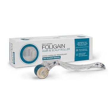 Foligain Hair &amp; Scalp Roller with Micro-Needling Technology, 540 Titanium Needles (0.25mm)