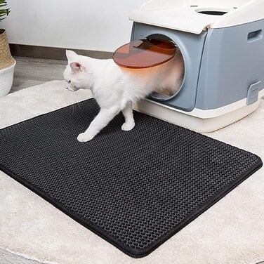 Pet Cat Litter Mat Waterproof EVA Double Layer Cat Litter Trapping Pet Litter Cat Mat Clean Pad Products for Cats Accessories(Grey)