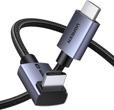 UGREEN 8K HDMI Cable Right Angle, 48Gbps Ultra High Speed Braided Cord, Supports 8K@60Hz 4K@240Hz HDR eARC, Ideal for PS5 Xbox TV Monitor 2M