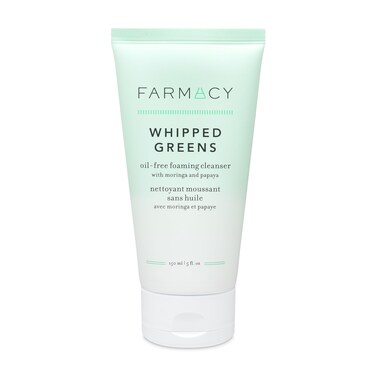 Farmacy Foaming Face Wash for Oily Skin - Whipped Greens Oil-Free Gentle Facial Cleanser + Exfoliator - Infused with Green Clay to Remove Impurities, Control Oil + Maintain Skin Hydration (150ml)