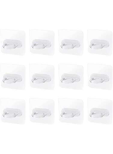 KASTWAVE Shower Gel Bottle Holder Hook, Self Adhesive Wall Mount Shampoo Rack Kitchen Wall Hook Bathroom Free Punch Hanger 12 Pieces