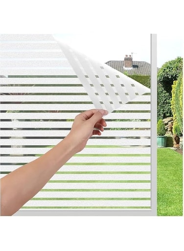 Window Film Stripes Window Privacy Film Self-Adhesive Frosted Glass Film Static Film without Adhesive Office and Home Decorative Film for Office Anti-UV 45X200cm