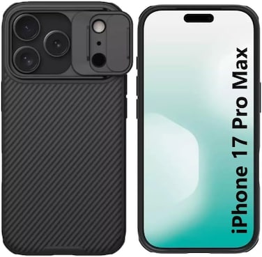 Case for Iphone 17 Pro Max 2025, CamShield case Protective Cover with Camera Protector Hard PC Ultra Thin Anti-Scratch Phone Black Case For Iphone 17 Pro Max Black