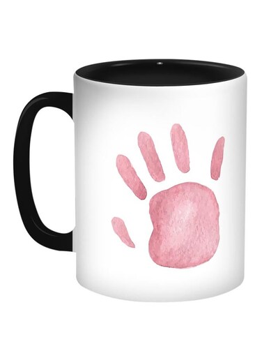 Palm Of The Hand Printed Coffee Mug White/Pink/Black