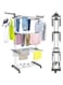 HIKKY Clothes Drying Rack, 4-Tier Folding Stainless Steel Clothes Drying Stand with 2 Adjustable Side Wings, Space Saving Free-Standing Laundry Stand for Towels, Clothes, Shoes, Quilts