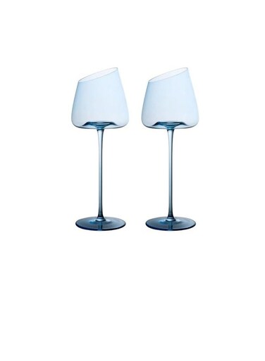 2 Pack Slanted Red Wine Glasses Goblet Long Stem White Wine Glasses Modern Wine Glass with Unique Concave Base Unique Gifts for Birthday Wedding Anniversary Valentines Day