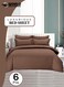 6 Piece Premium King Size Bedding Set, Dark Brown Striped Design and High Quality Microfiber Hotel Luxury Bedsheet, Soft Quilt Cover and Pillowcases
