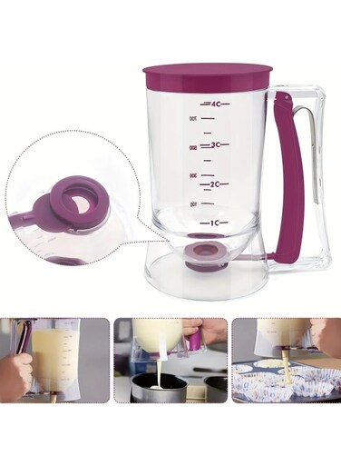 Plastic Leak-Proof Pancake Batter Dispenser for Pancakes Cupcakes Waffles Precise Portion Control Easy Clean Durable Home Baking Tool
