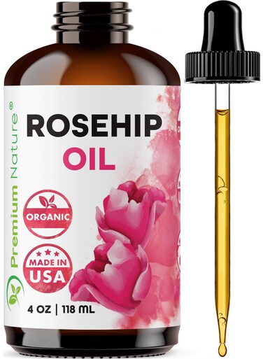Premium NatureRosehip Oil For Face Oil for Women, Rosehip Seed Oil Pure Cold Pressed Unrefined Oil For Hair and Nails Skin Care Moisturizer, Rose Hips Face Oils and Serums 4oz