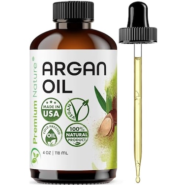 Premium Nature Argan Oil Organic, Virgin, 100% Pure, Cold Pressed Argon Oil Serum For Hair Stimulate Growth For Dry And Damaged Hair. Argan Oil For Skin Body Moisturiser. Nails Protector 118ml