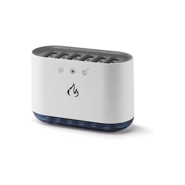 3D flame-effect aroma diffuser &amp; cool mist humidifier&mdash;LED fire lamp creates a cozy, soothing vibe.