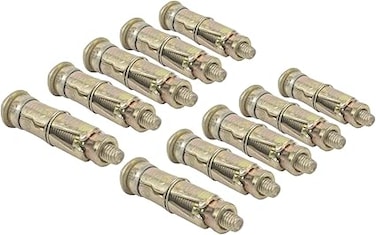 AL ARQAM Wall  Fasteners kit - Size M6, Rust-Proof Expansion Screws for Concrete Walls Mounting Shelves Cabinets, Other Furniture Outdoor Indoor Use(Golden, 10 Pieces)