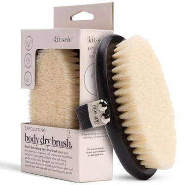Kitsch Exfoliating Dry Body Brush Scrubber For Cellulite And Lymphatic Drainage Massage - Holiday Gift Natural Vegan Bristles For Cleaner Skin And Circulation Improvement