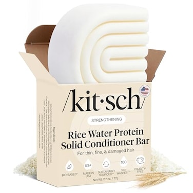 Kitsch Strengthening Hair Conditioner Bar With Rice Water Protein, Made in US, Eco-Friendly Cleansing And Moisturizing Conditioner Bar, Paraben Free, Sulfate Free Conditioner, 2.7 Oz