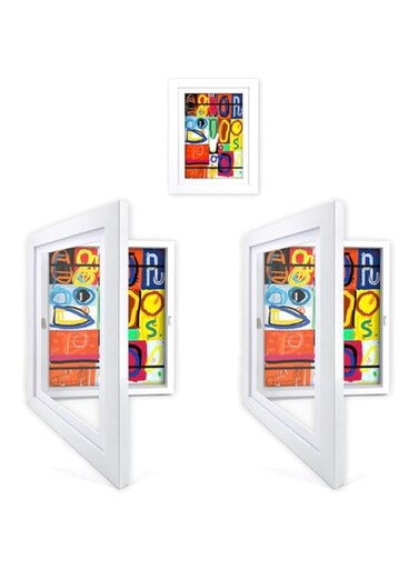 Geoveins 2PCS Kids Art Frame Front A4 Picture Frames Opening Frames Artwork Display Storage Frames For Children Drawing Crafting Children Art Projects For Children Drawing Crafting Schoolwork (white)