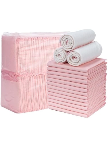 Pet Training and Puppy Pads with Leak Proof for Dogs ,Quick-Dry Disposable Pads for Bed Covers, 40Count Ultra Soft Absorbent Cotton Pads for Incontinence Adults (Pink, 60x60cm)