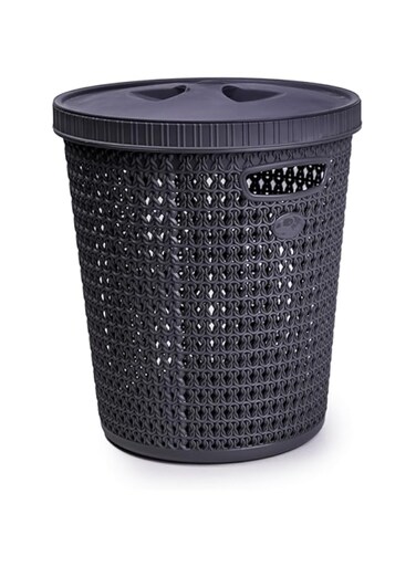 RIO Trash Bin with Automatic Trash Bag Dispenser - Convenient Waste Management Solution with Built-In Liner Box and Free Liner Roll Dark Grey