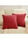 Fancy Homi 2 Packs Red Christmas Decorative Throw Pillow Covers 18x18 Inch for Living Room Couch Bed Sofa, Christmas Home Decor, Soft Striped Corduroy Square Cushion Case 45x45 cm