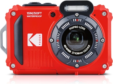 KODAK PIXPRO WPZ2 Rugged Waterproof Digital Camera 16MP 4X Optical Zoom 2.7 LCD Full HD Video, Red