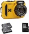 KODAK Pixpro Pack WPZ2 + 2 Batteries + 1 SD Card - Digital Camera Compact 16 m Pixel, Waterproof Upto 15 m, Shockproof, Video 720p, LCD Screen 2.7 - Li-ion Battery - Yellow