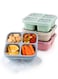 Reusable 4-Compartment Bento Snack Boxes (4 Pack) - Perfect Food Storage Containers for Kids and Adults, Ideal for School, Compact and Stackable