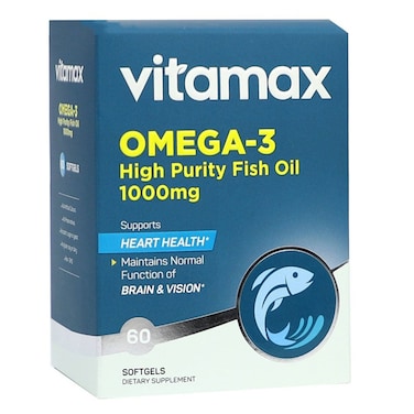 Vitamax Omega 3 1000mg Fish Oil Supplement Softgels, Pack of 60's