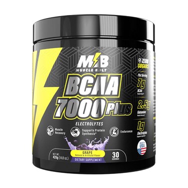 Muscle Bolt BCAA 7000 Plus For Muscle Recovery &amp; Endurance Grape 30 Servings, 420g