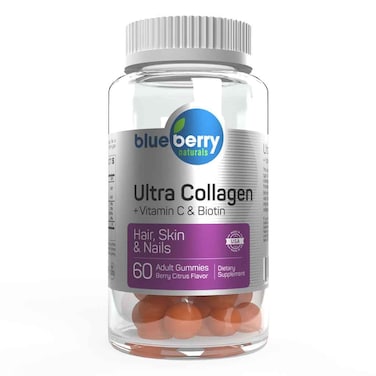 Blueberry Naturals Ultra Collagen + Vitamin C &amp; Biotin Adult Gummies, Pack of 60&rsquo;s