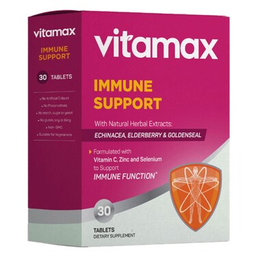 Vitamax Immune Support Tablets With Echinacea, Elderberry &amp; Goldenseal, Pack of 30's