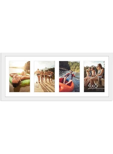 Americanflat 8x20 Panoramic Picture Frame in White - Four 6x4 Photo Frame Openings - Multi Aperture Collage Picture Frame with Horizontal and Vertical Format for Wall and Tabletop