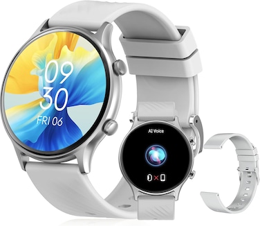 Smart Watch,1.39" HD Display,Muslim Prayer Alerts, SpO2/Heart Rate/Sleep Monitor,120+ Sports Modes, IP68 Waterproof,Bluetooth Calling + Extra Strap - Compatible with iOS &amp; Android (Silver)