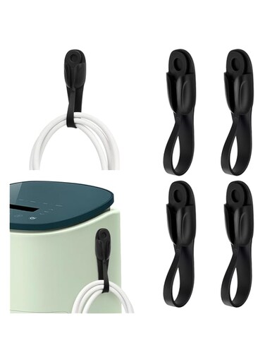 Cord Organizer for Appliances, 4 Pcs Self-Adhesive Silicone Cord Holders, Cable Bundlers for Air Fryer, Toaster, Mixer &amp; Coffee Maker (Black)