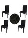 Gold Fortune Spandex Fabric Stretch Removable Washable Dining Room Chair Cover Protector Seat Slipcovers Set of 4 (Black)