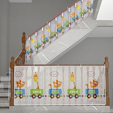 SYOSI Safety Rail Net for Balcony Patios Railing and Stairs Security Guards for Kids Pets Toys Indoors and Outdoors 10ft x 2.5ft Sturdy Mesh Fabric, Multicolored