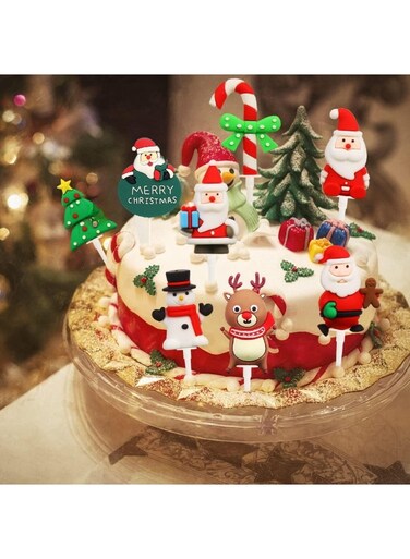 BZ Company Christmas Cake Toppers - Holiday Decorations - Cake Decorations Santa , Snowman Toppers - Xmas Tree Decoration Topper