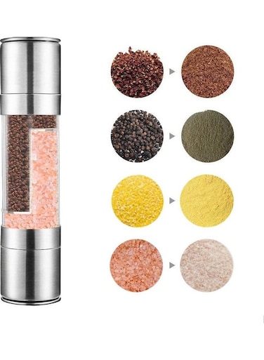 In 1 Manual Salt Pepper Mill Herb Spice Grinder Silver/Clear