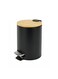 Bins Soft-Close Pedal Bin &acirc;&euro;&ldquo; Bamboo Top &amp; Matte Black Body with Metal Pedal-3L