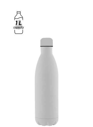 Water Bottle - Vacuum Insulated Water Bottle Double Layer Stainless Steel, Leak Proof water bottle with premium look 1 Liter (White)