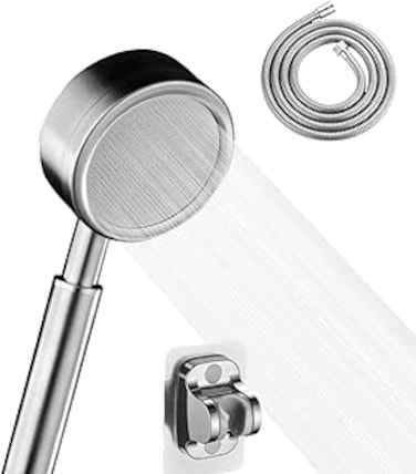 304 Stainless Steel High-Pressure Handheld Shower Head with 150CM Hose &amp; Adhesive Holder - Rustproof Water Sprinkler for Pets, Children
