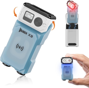 WUBEN X3 Mini Flashlight with Rechargeable Charging Box 180 Degree EDC Keychain Flashlight Twist Ip65 Waterproof Magnet Pocket Flashlight 10 Mode Type-C Lanyard for Camping, Outdoor, Inspection, Gift
