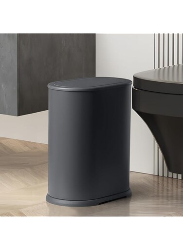 Anzoymx Stainless Steel Bathroom Trash Cans with Lids 1.8 Gallons Small Garbage Can with Pop up Lid Dog Proof Narrow Wastebasket Slim Bins Set for Bedroom, Living Room, Toilet, Office, Rv (Grey)