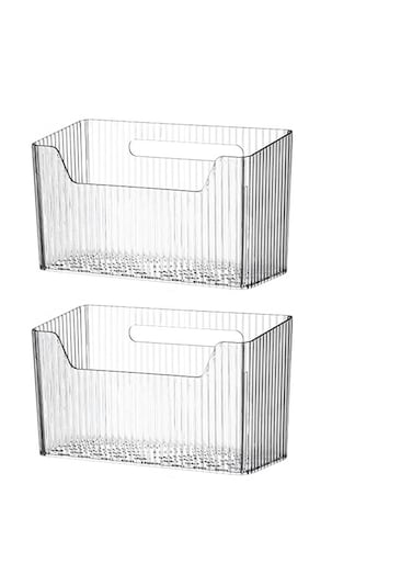2 Pack Kitchen Cabinet Door Storage Box, Self-Adhesive Wall Mounted Kitchen Cupboard Organiser, Clear Cupboard Fridge Bathroom Small Items Organizer Storage Box