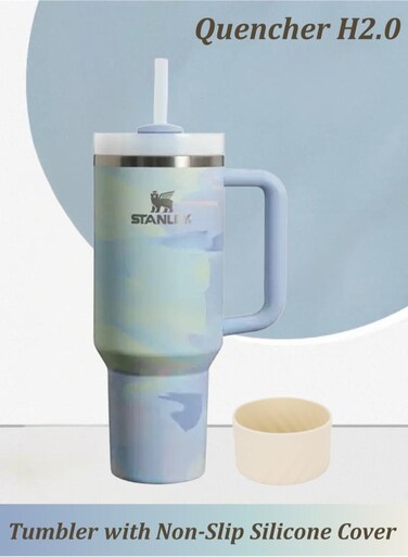 Quencher H2.0 FlowState 40oz Stainless Steel Vacuum Insulated Tumbler with Reusable Straw, Leak-Resistant Lid &amp; Non-Slip Silicone Cover &acirc;&euro;&ldquo; Large Capacity Travel Mug for Coffee, Water, Iced Tea, Smoothies &amp; More   Eco-Friendly &amp; Durable