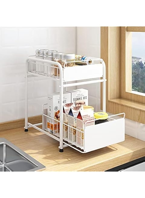 MIXDE Kitchen under Sink Organizer, Under Bathroom Sink Storage,2-Tier Under Sink Organizers And Storage With Sliding Storage Drawer, Under Sink Cabinet Organizers Sliding Basket Organizer Drawer