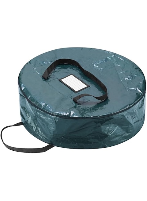 Elf Stor Christmas Wreath Storage Bag - 24-Inch Zippered Tote with Handles - Plastic Container for Artificial Holiday Wreaths and Garlands (Green)