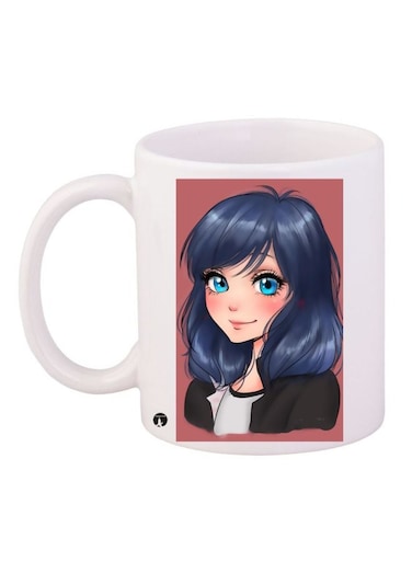 Cartoon Girl Printed Coffee Mug White/Blue/Pink